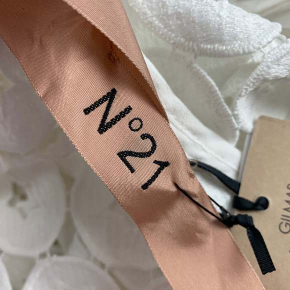 Nº21 White Polyester Eyelet Dropped Waist Dress - Picture 5 of 8